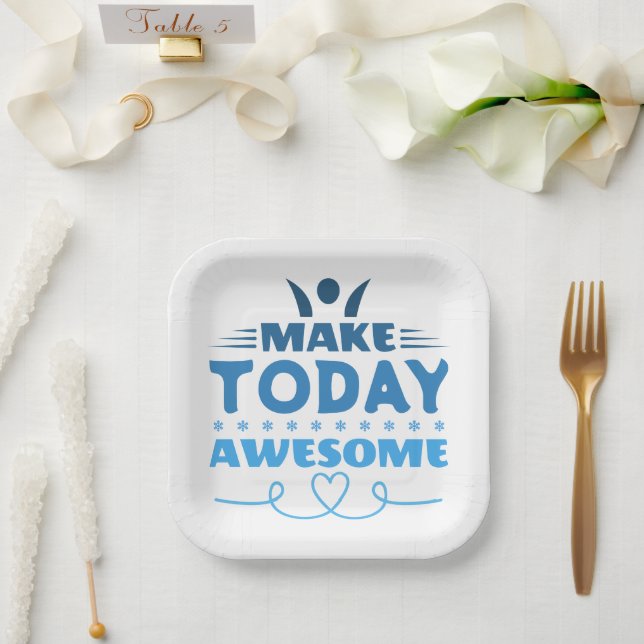 Make Today Awesome Retro Typography Paper Plates (Wedding)