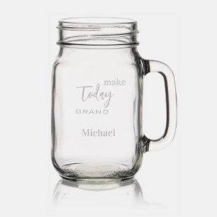 Make Today Grand, Reunion, Etched Glass Mason Jar