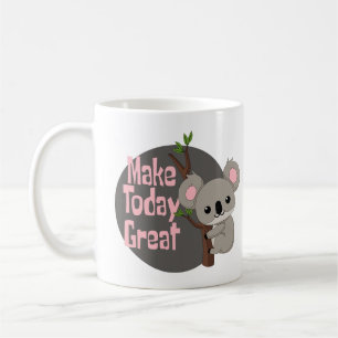 Make today great Kawaii funny koala hanging gray Coffee Mug