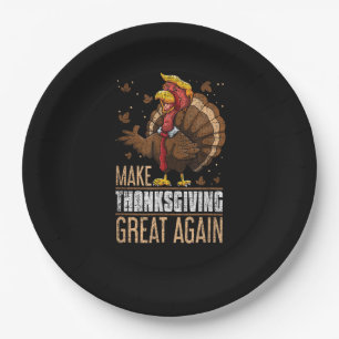 Make Turkey Great Again Funny Thanksgiving Trumpki Paper Plates