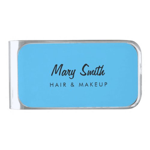 Make Up And Hair Cayman Blue Silver Finish Money Clip