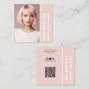 Make up and nails social media QR code Square Business Card