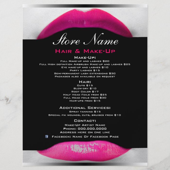 Make Up Artist Beauty Salon List Of Services Flyer