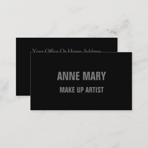 Make Up Artist Black Gray Grey Stylish Elegant Business Card