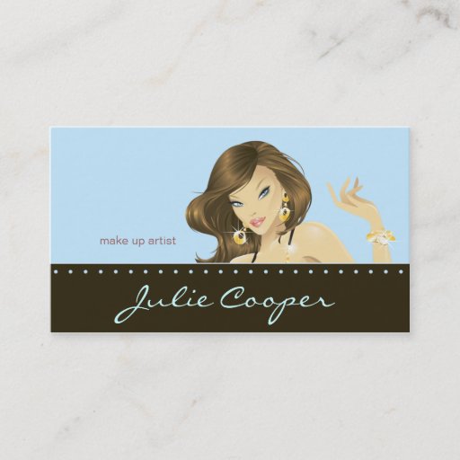 Customizable Make up Artist Business Card Blue Woman
