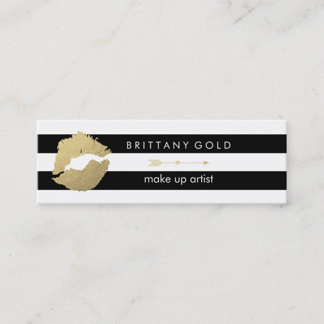 Make Up Artist Business Card - Chic Gold and Black (Front)