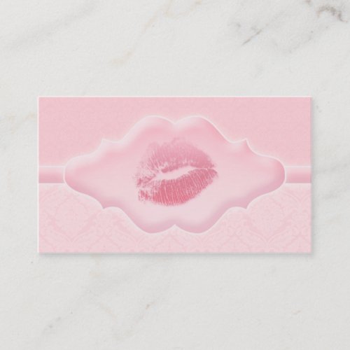 Make up Artist Business Card Pink Lips Damask
