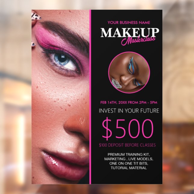 Make Up Artist Classes Custom Window Cling (Sheet 2)