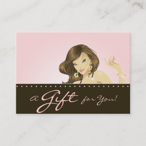 Customizable Make up Artist Gift Card Pretty Pink Woman Business Card Template