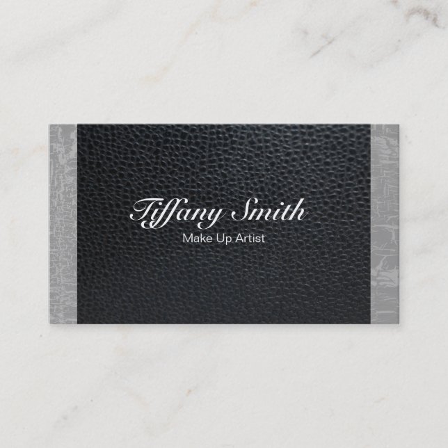 Make Up Artist / Leather / Gray Texture Business Card (Front)
