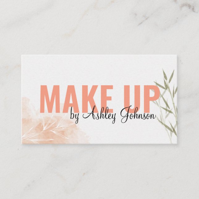 Make Up Artist Minimalistic Bamboo Style Business Card (Front)