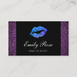 Make Up Artist Purple Glitter Lipstick Kiss Business Card
