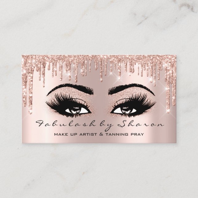 make up artist & tanning pray rosed drips lashes  business card (Front)