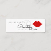 make-up / beautify salon monogram with red lips mini business card (Front)