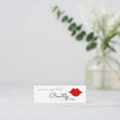 make-up / beautify salon monogram with red lips mini business card (Standing Front)