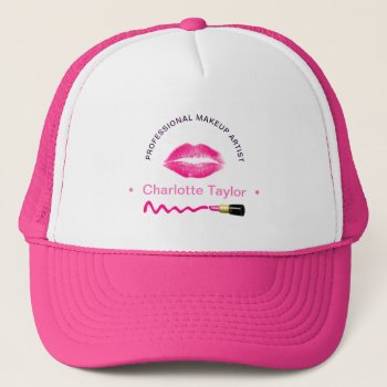 Make-up Beauty Artist Cute Personalized Trucker Hat by Flissitations at Zazzle