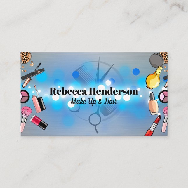 Make up Beauty Products | Scissors Comb Business Card (Front)