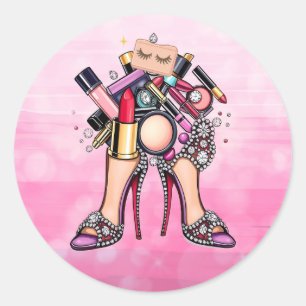 Make Up Bling   Glam  Classic Round Sticker