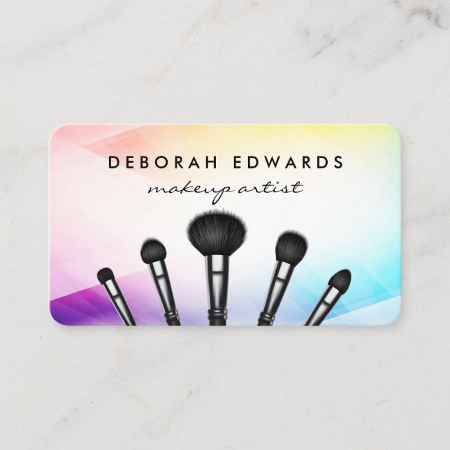 Make Up Brushes Abstract Colorful  Business Card (Front)