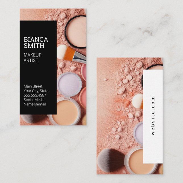 Make Up Brushes and Foundation Palette  Business Card (Front/Back)