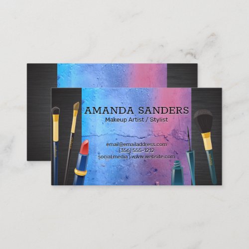 Make Up Brushes and Lipstick  Foundation Business Card