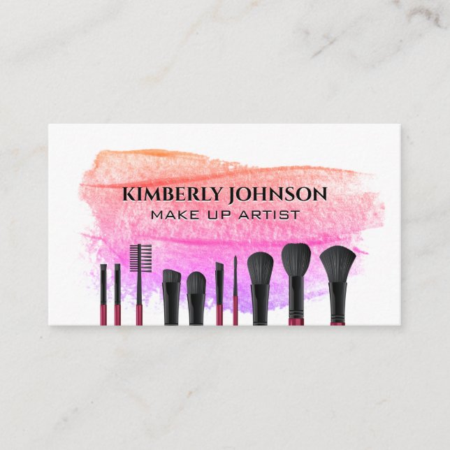 Make Up Brushes | Brush Stroke Business Card (Front)