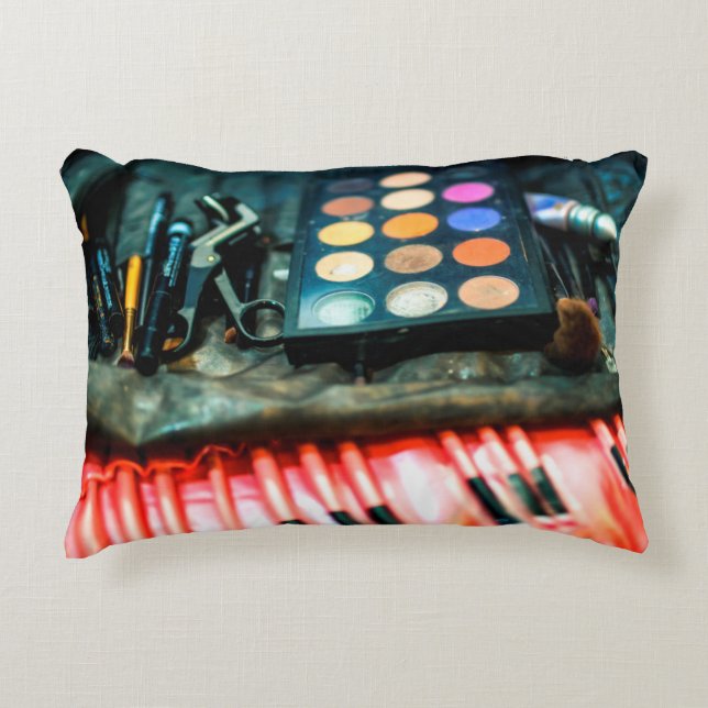 Make-Up Brushes Decorative Pillow (Front)