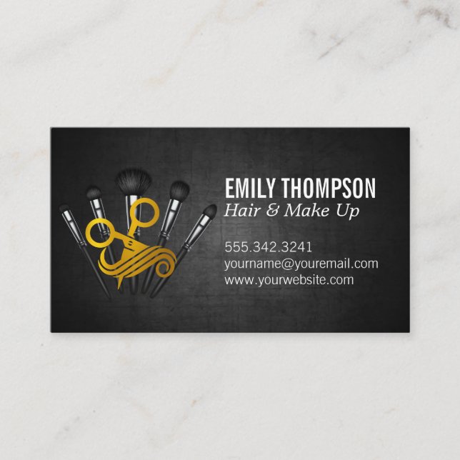 Make Up Brushes | Hair Salon Scissors Business Card (Front)