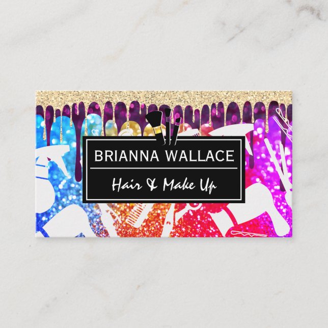 Make Up Brushes | Hair Tools | Glitter Business Card (Front)