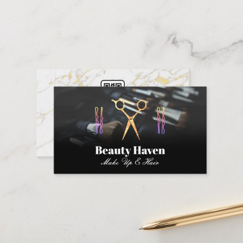 Make Up Brushes  Salon Scissors Logo Appointment Card