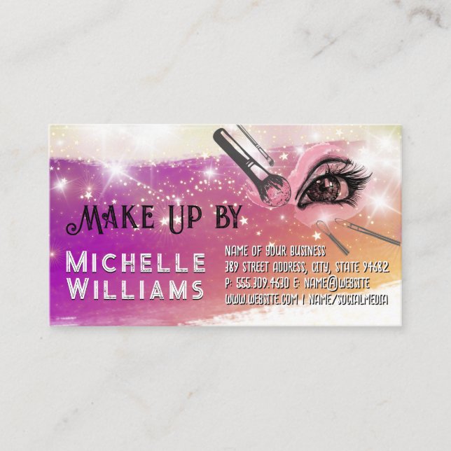 Make Up Brushes | Star Dust Shimmer Business Card (Front)