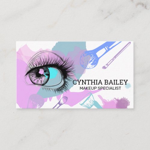 Make Up Brushes | Watercolor Beauty Background Business Card