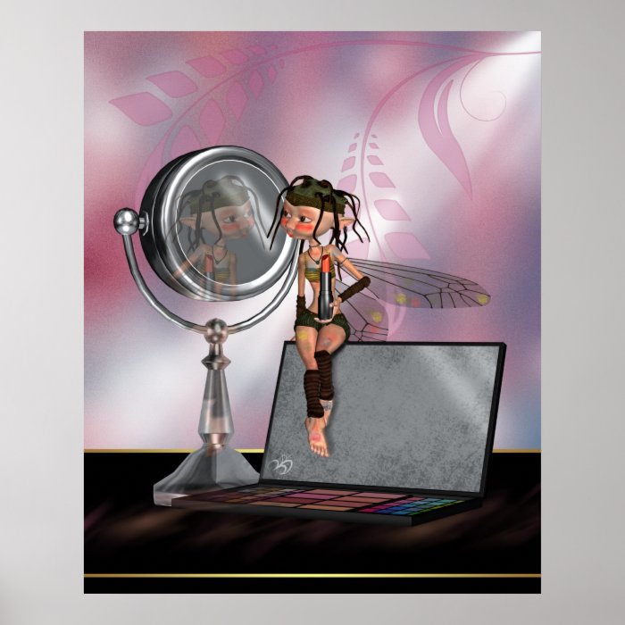 Make Up Fairy Looking In The Mirror Fantasy Poster