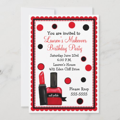 Make-up Make over Birthday Invitations