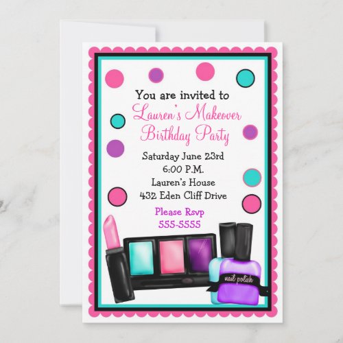 Make-up Make over Birthday Invitations