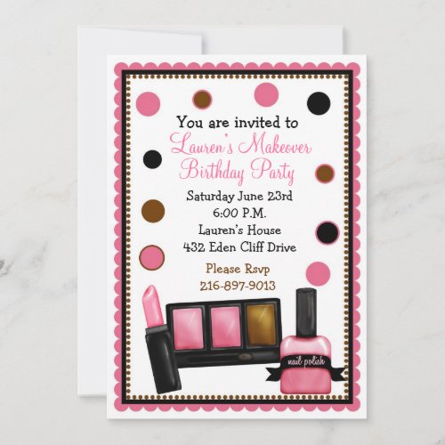 Make-up Make over Birthday Invitations