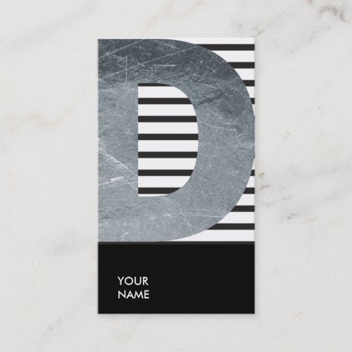 Make Up Stylist Monogram D Black White Stripes Business Card
