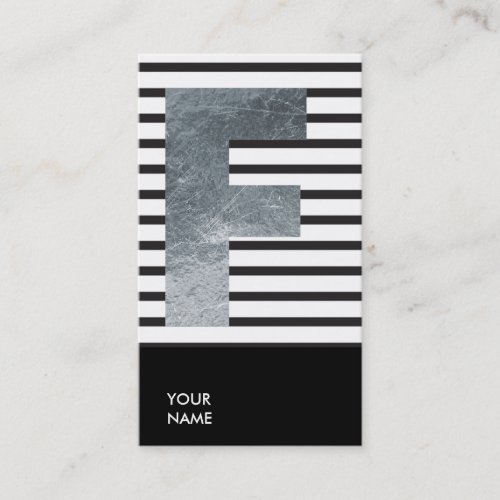 Make Up Stylist Monogram F Black White Stripes Business Card