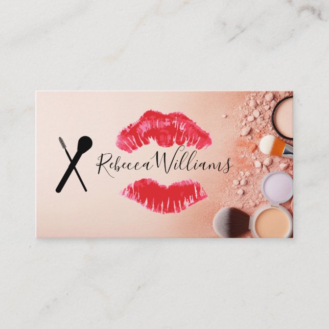 Make Up Tools | Lipstick Kiss Stain Business Card (Front)