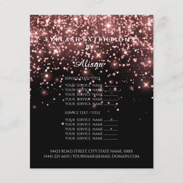 Make-upschönheits-Salon-Rosa-Glitzer-Preisliste Flyer (Front)