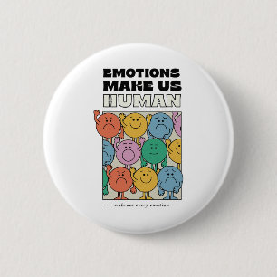 Make Us Human Retro Mental Health Positive Quote  Button