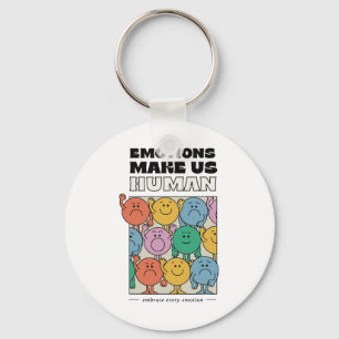 Make Us Human Retro Mental Health Positive Quote  Keychain