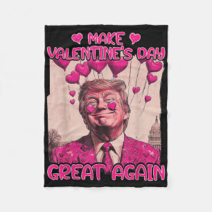 Make Valentine's Day Great Again Funny Trump Lover Fleece Blanket