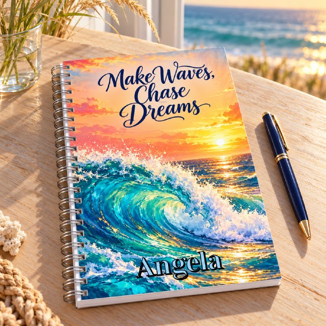 Make Waves Chase Dreams Ocean Sunrise Notebook (Creator Uploaded)