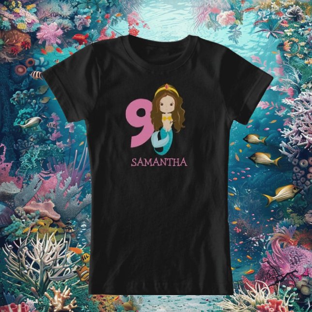 Make Waves on Your 9th Birthday! T-Shirt (Amazing Mermaid Birthday T-Shirt for Your 9-Year-Old)