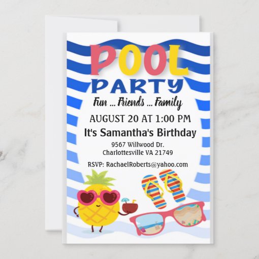 Make Waves Pool Party Birthday Invitation Zazzle