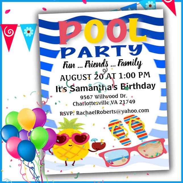 Make Waves Pool Party Birthday  Invitation (Creator Uploaded)