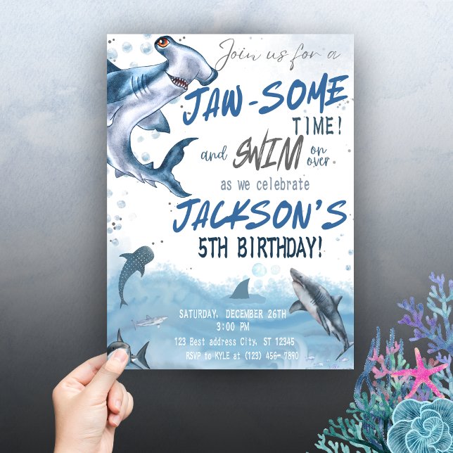 🦈 Make Waves with Our Shark Birthday  Invitation (Creator Uploaded)