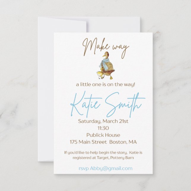 Make Way for Duckings Baby Shower Boy Invitation (Front)