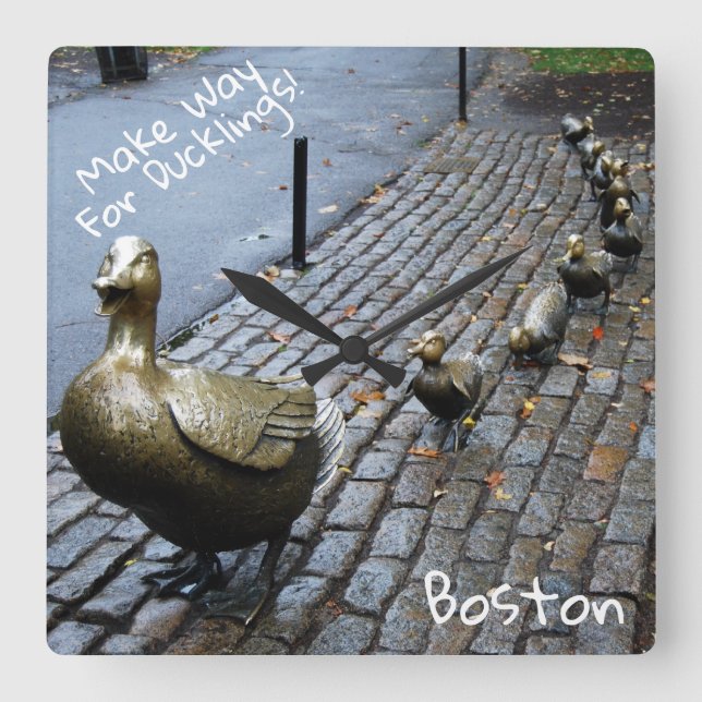 Make Way For The Ducklings Square Wall Clock (Front)